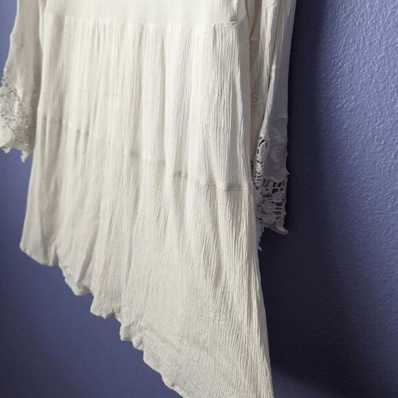 Women's Altar'd State Dress White Long Flutter Sleeve Fit & Flare Lace Medium - Picture 3 of 10